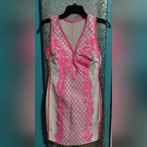 Bodycon Dress Size M Pink/Off White